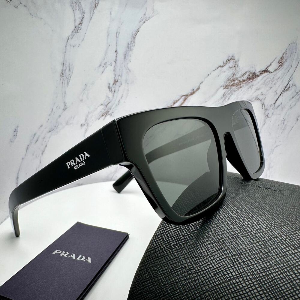 NEW PRADA Sunglasses Black Square Rectangle 54mm w/ Box & Case PRADA - Picture 16 of 16